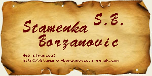 Stamenka Borzanović vizit kartica